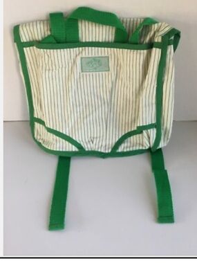 Vintage 1984 Cabbage Patch doll carrier backpack green stripe diaper bag